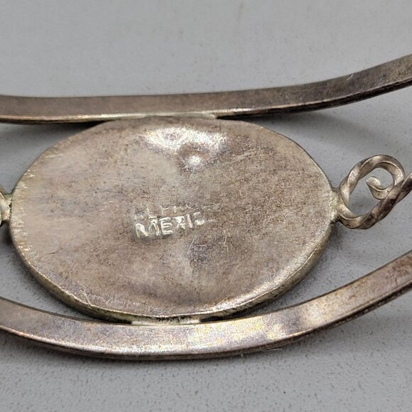 Alpaca Mexican Silver Butterfly Inlay Cuff Bracelet Abalone Mother of Pearl - Picture 5 of 7